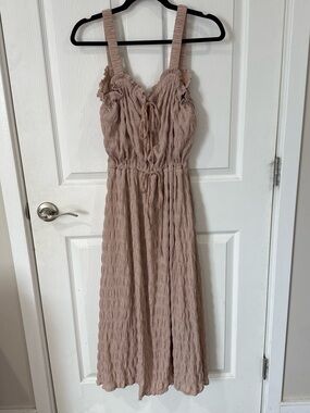 Find me now Textured Midi Dress with Tie Waist